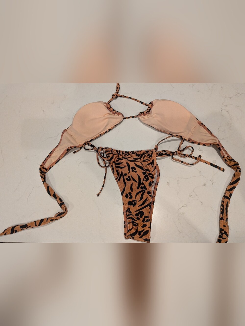 NEW Cupshe Brown Animal Print Tie-Side Bikini - Picture 5 of 6